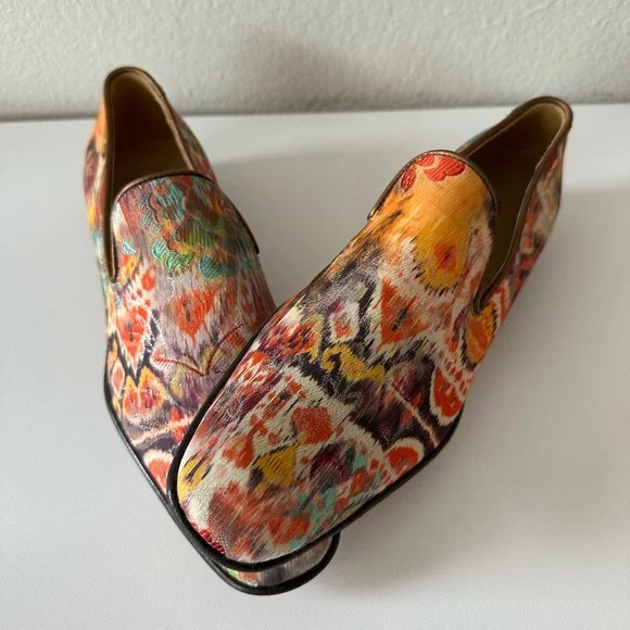 DONALD J. PLINER Womens Ikat Silk Luxury Antique Style Loafers - Picture 5 of 10